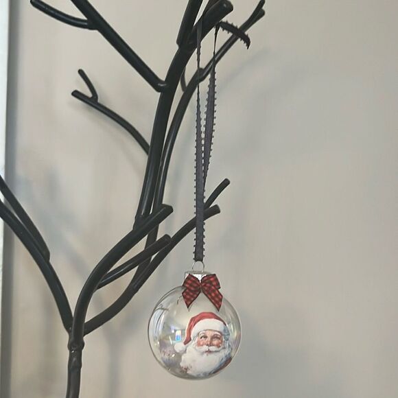 Upcycled Clear Glass Ornaments 3 Different Christmas Balls house, Santa and tree - Picture 6 of 15